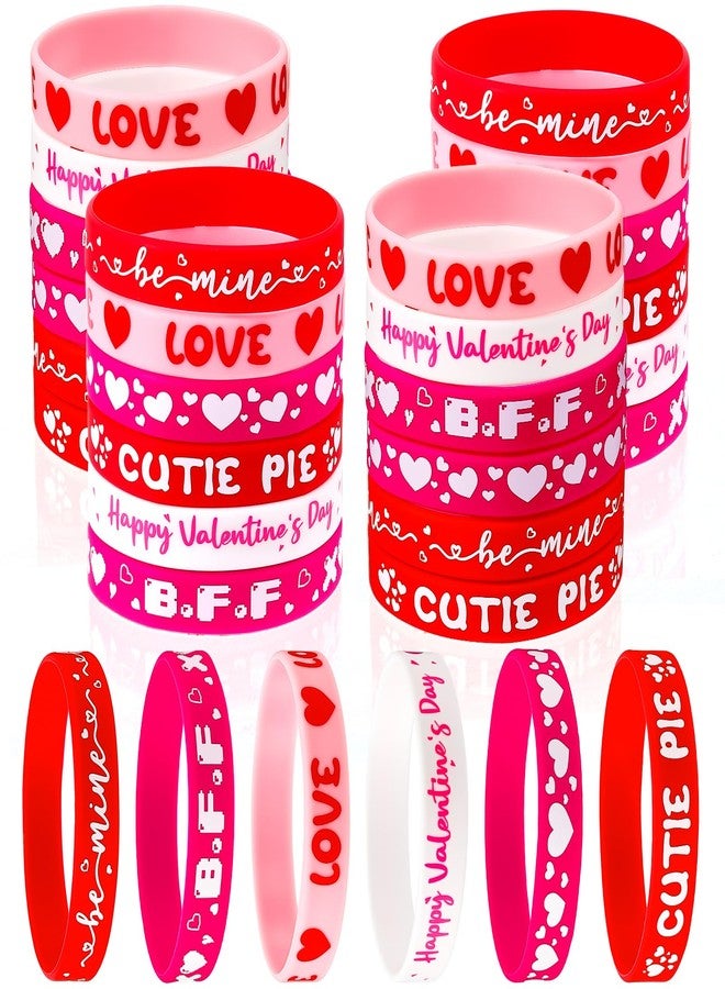VICROIC 30 PCS Valentine's Day Rubber Bracelets, Valentines Silicone Wristbands bulk for Valentines Day Gifts, Prizes, Valentine Goodie Bag Stuffers, Valentine Party Favor Supplies - Image 1